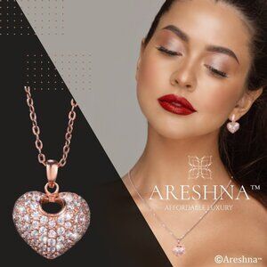 Luxury Rose Gold Heart Diamond Pendant Necklace
